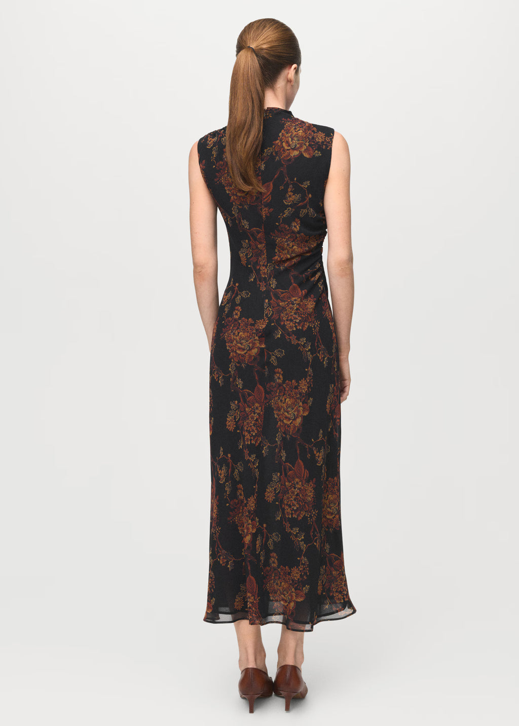 Draped Cowl Neck Floral Maxi Dress