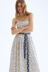 Porcelain Belt Midi Dress