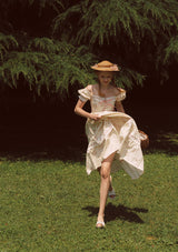 Lace Up Corset Puff Sleeve Midi Dress