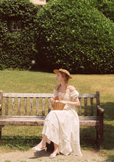 Lace Up Corset Puff Sleeve Midi Dress