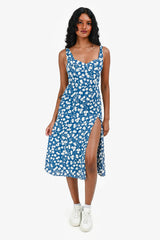 Square Neck Seamed Midi Dress