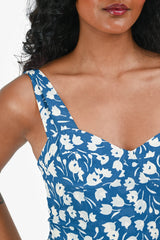 Square Neck Seamed Midi Dress