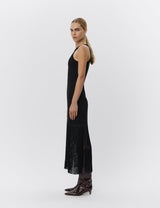 Fringe Cascade Column Maxi Dress