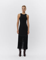 Fringe Cascade Column Maxi Dress