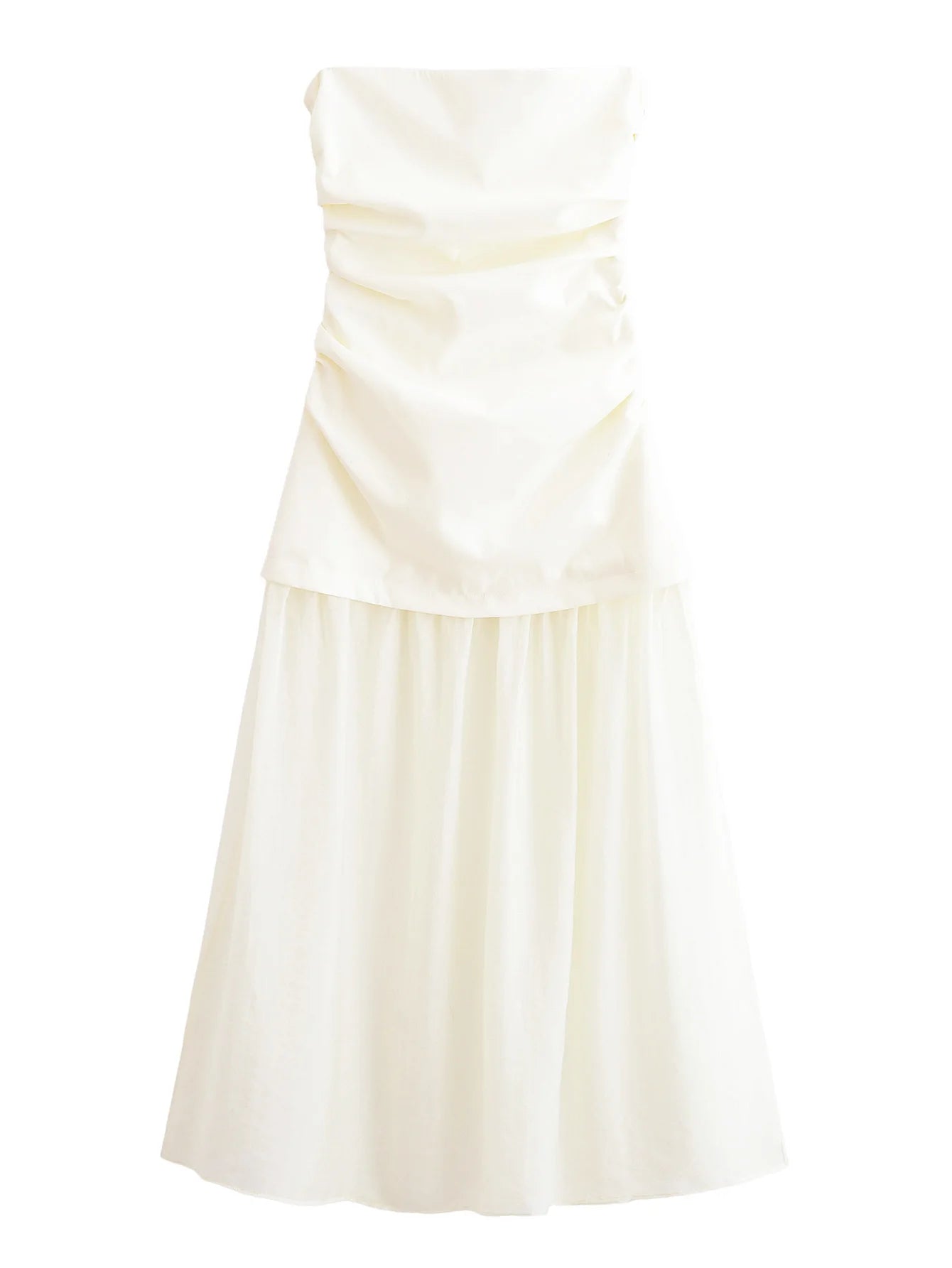 Strapless Sheer Hem Maxi Dress