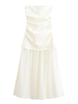 Strapless Sheer Hem Maxi Dress