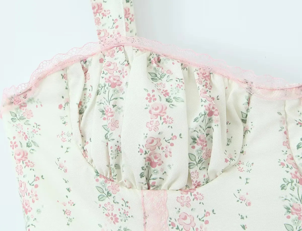 Floral Stripe Corset Maxi Dress