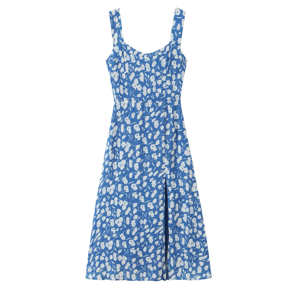 Square Neck Seamed Midi Dress