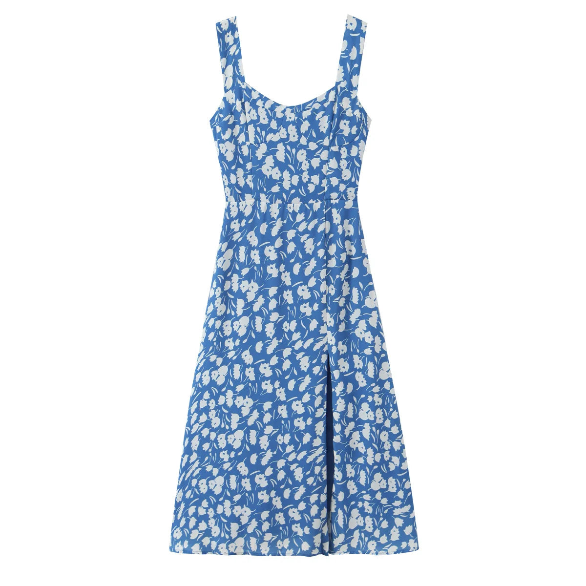 Square Neck Seamed Midi Dress