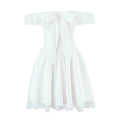 Lace Ruffle Bow Bardot Mini Dress