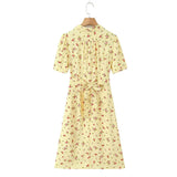 Notched Collar Button Front Midi Dress