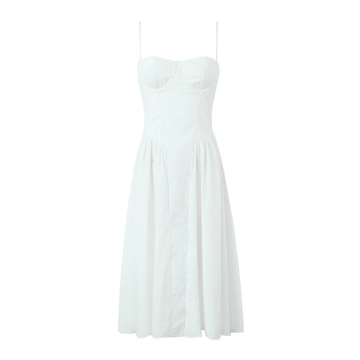 Strapless Corset Bodice Full Skirt Midi Dress