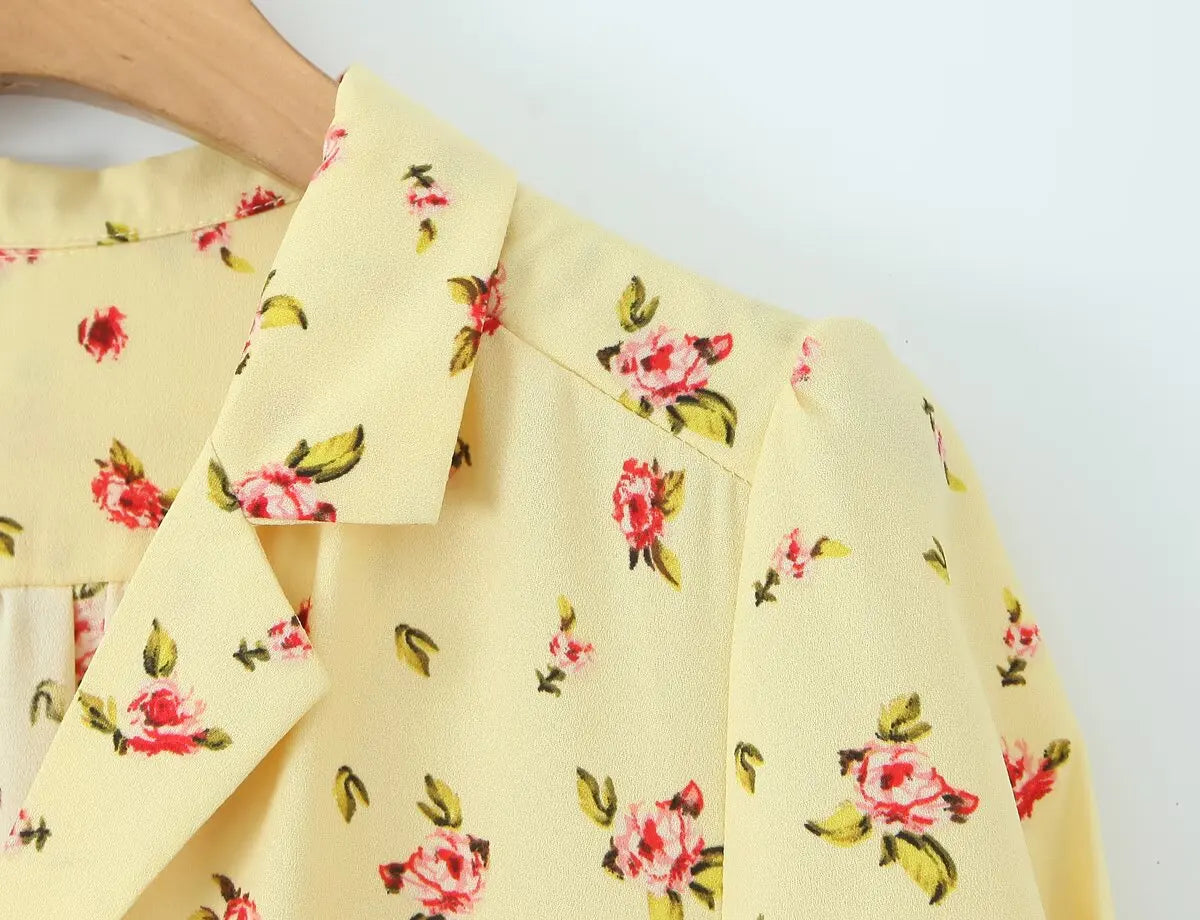 Notched Collar Button Front Midi Dress