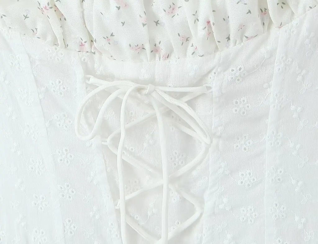 Lace Corset Puff Sleeve Mini Dress