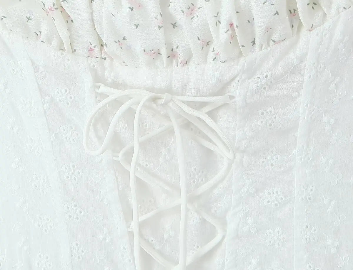 Lace Corset Puff Sleeve Mini Dress