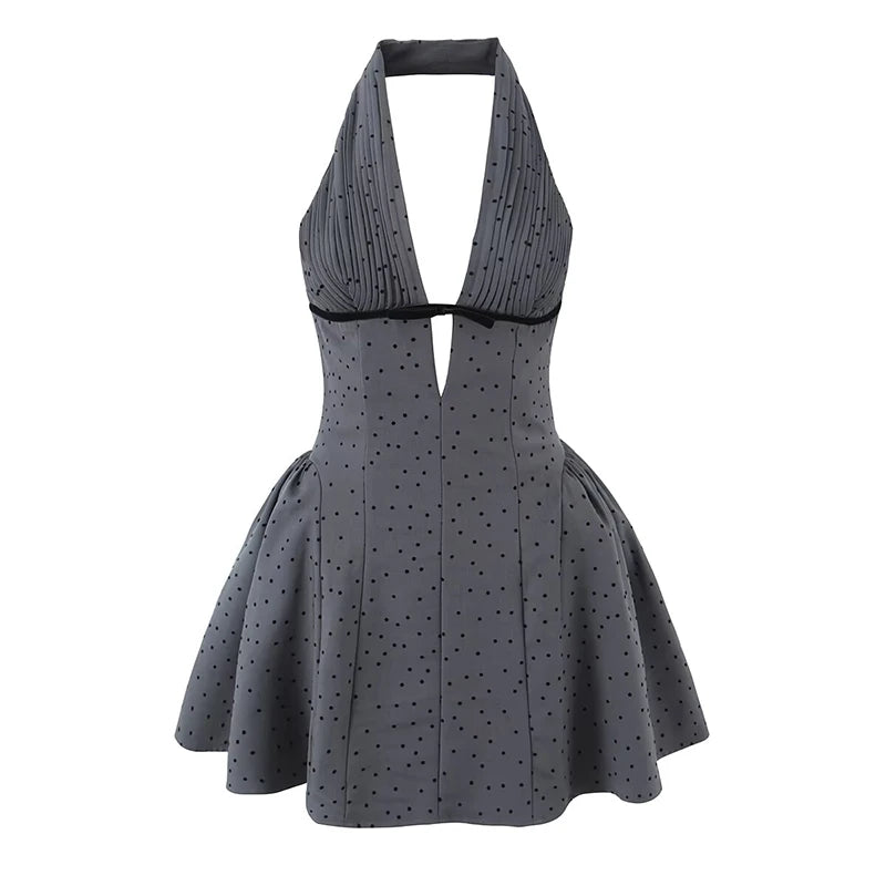 Notched Collar Button Front Mini Dress