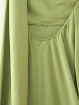 Scarf Neck Satin Maxi Dress
