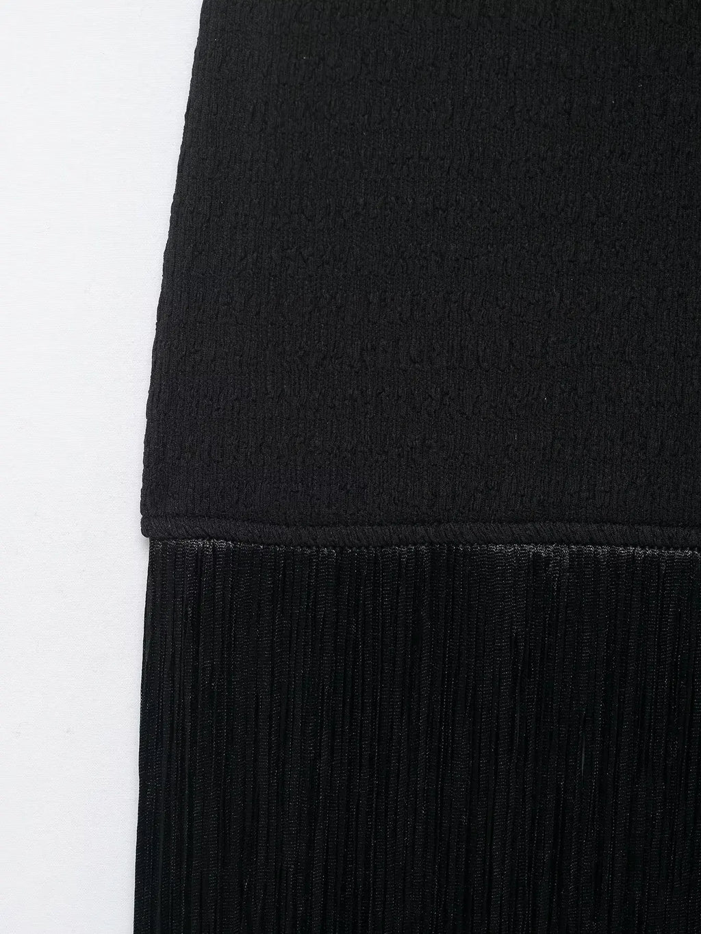 Fringe Cascade Column Maxi Dress