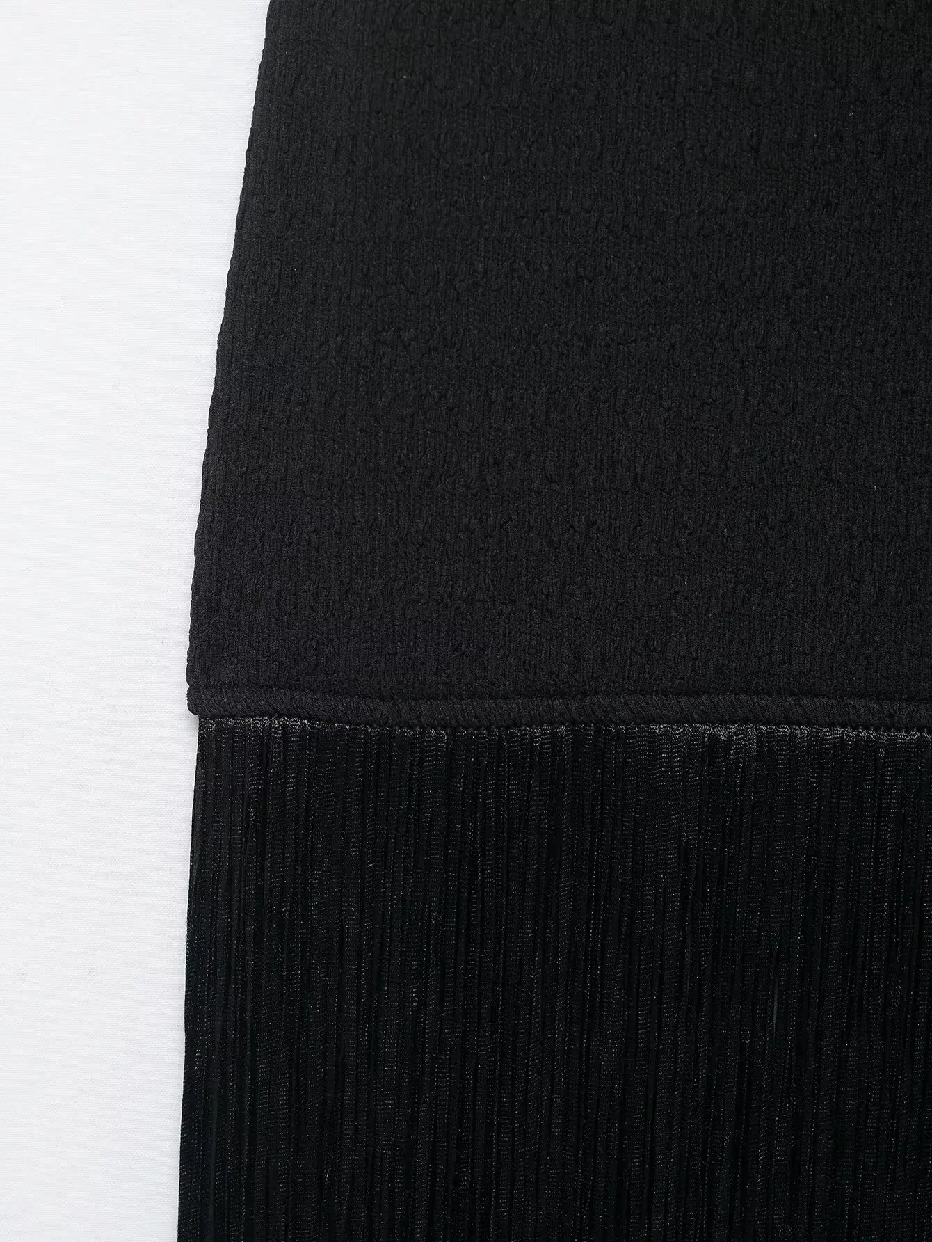Fringe Cascade Column Maxi Dress