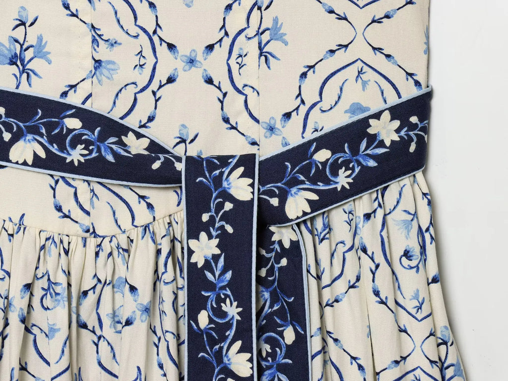 Porcelain Belt Midi Dress