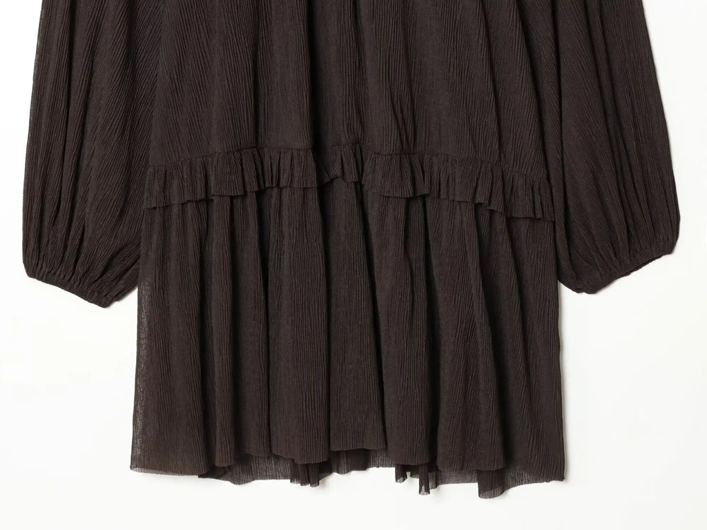 High Neck Ruffle Tiered Mini Dress