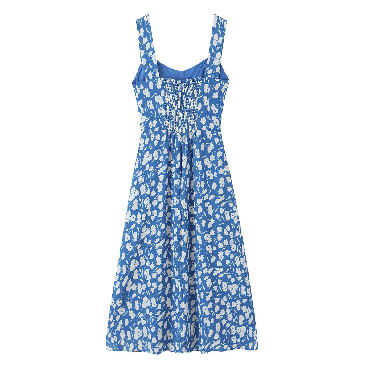 Square Neck Seamed Midi Dress