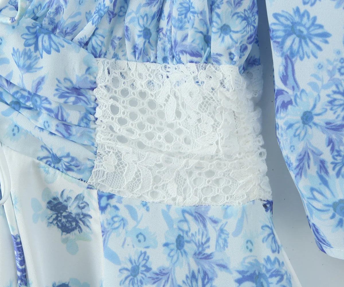 Lace Panel Tie Front Mini Dress