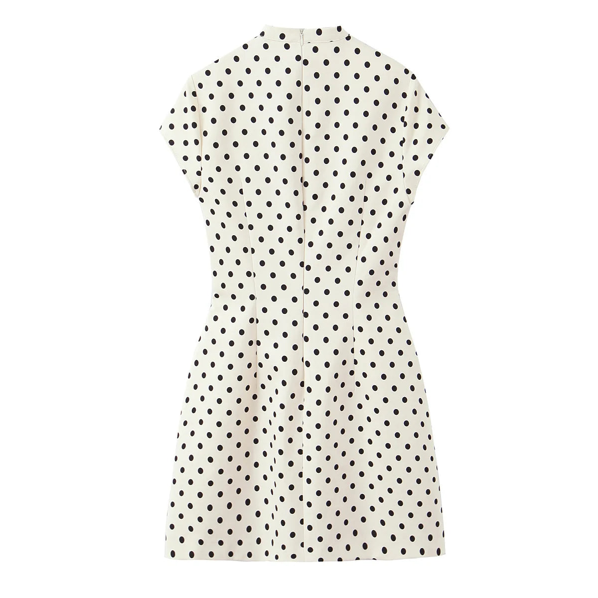 Polka Keyhole Tie Neck Mini Dress