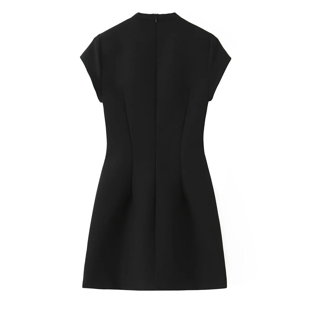 Polka Keyhole Tie Neck Mini Dress