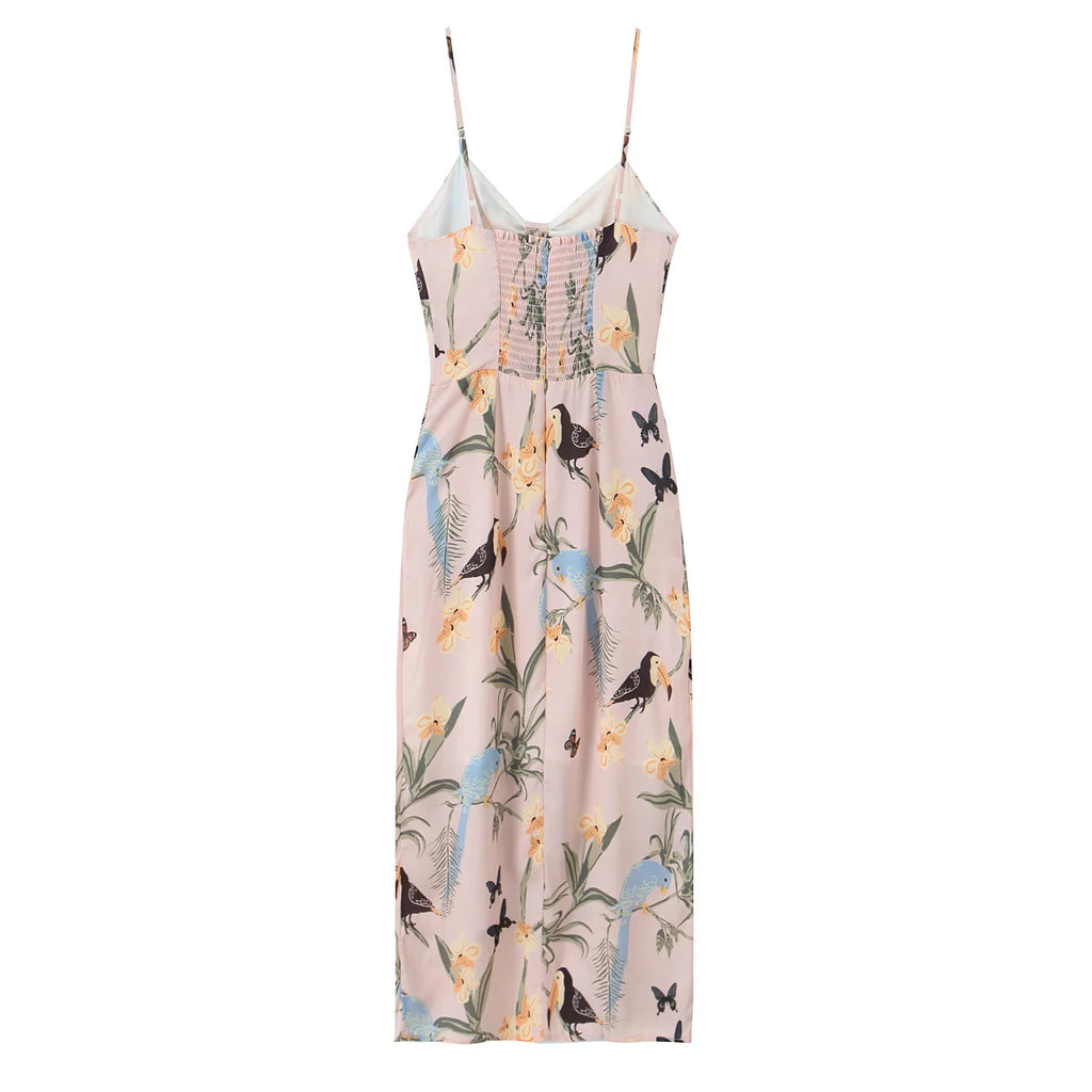 Bird Garden Wrap Midi Dress