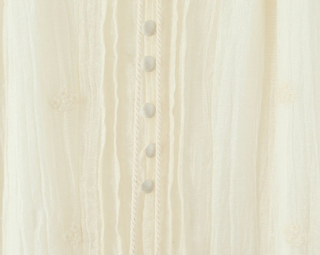 Sheer Dobby Tassel Tie Ruffle Hem Mini Dress