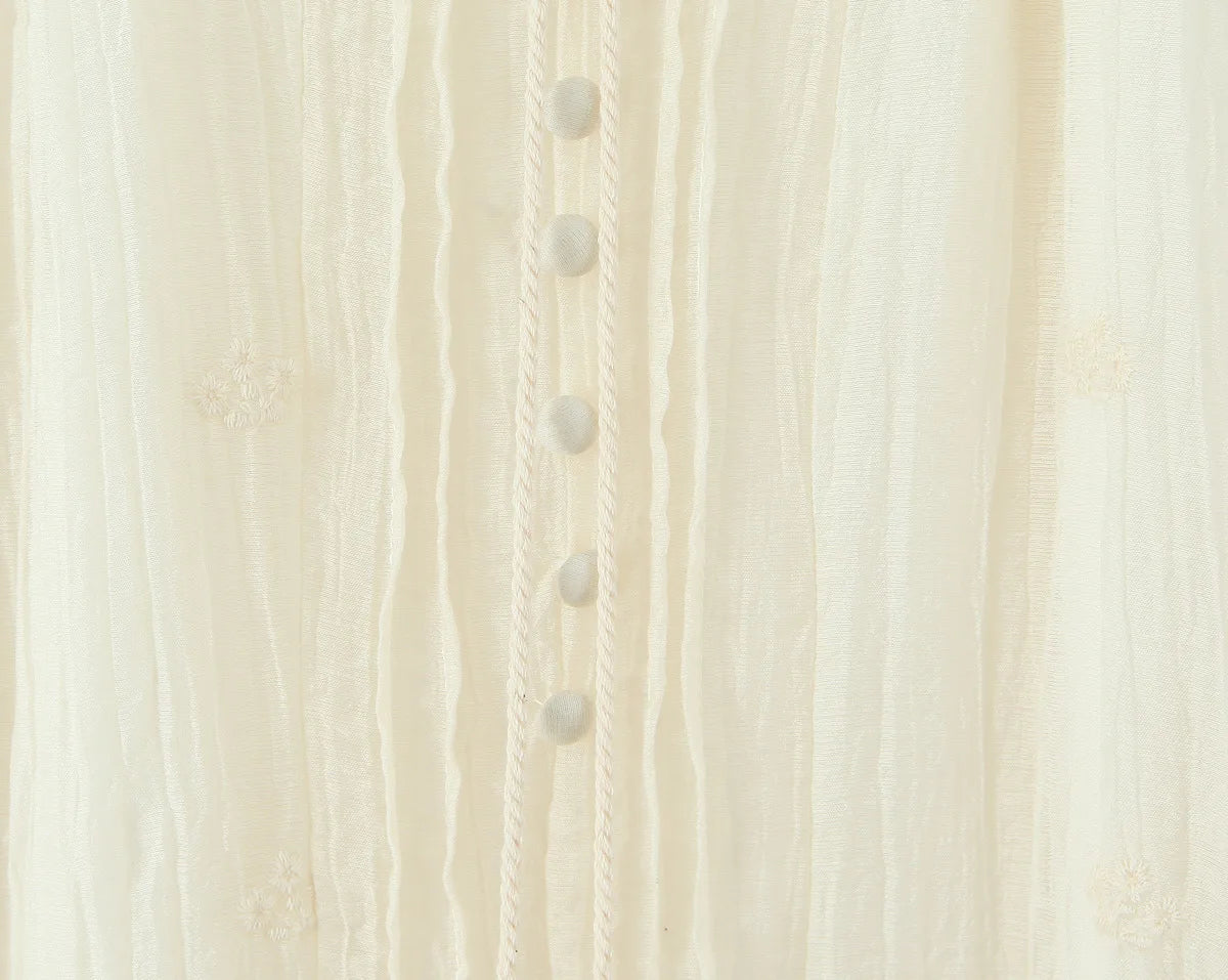 Sheer Dobby Tassel Tie Ruffle Hem Mini Dress