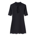 Lace Keyhole Collar Mini Dress