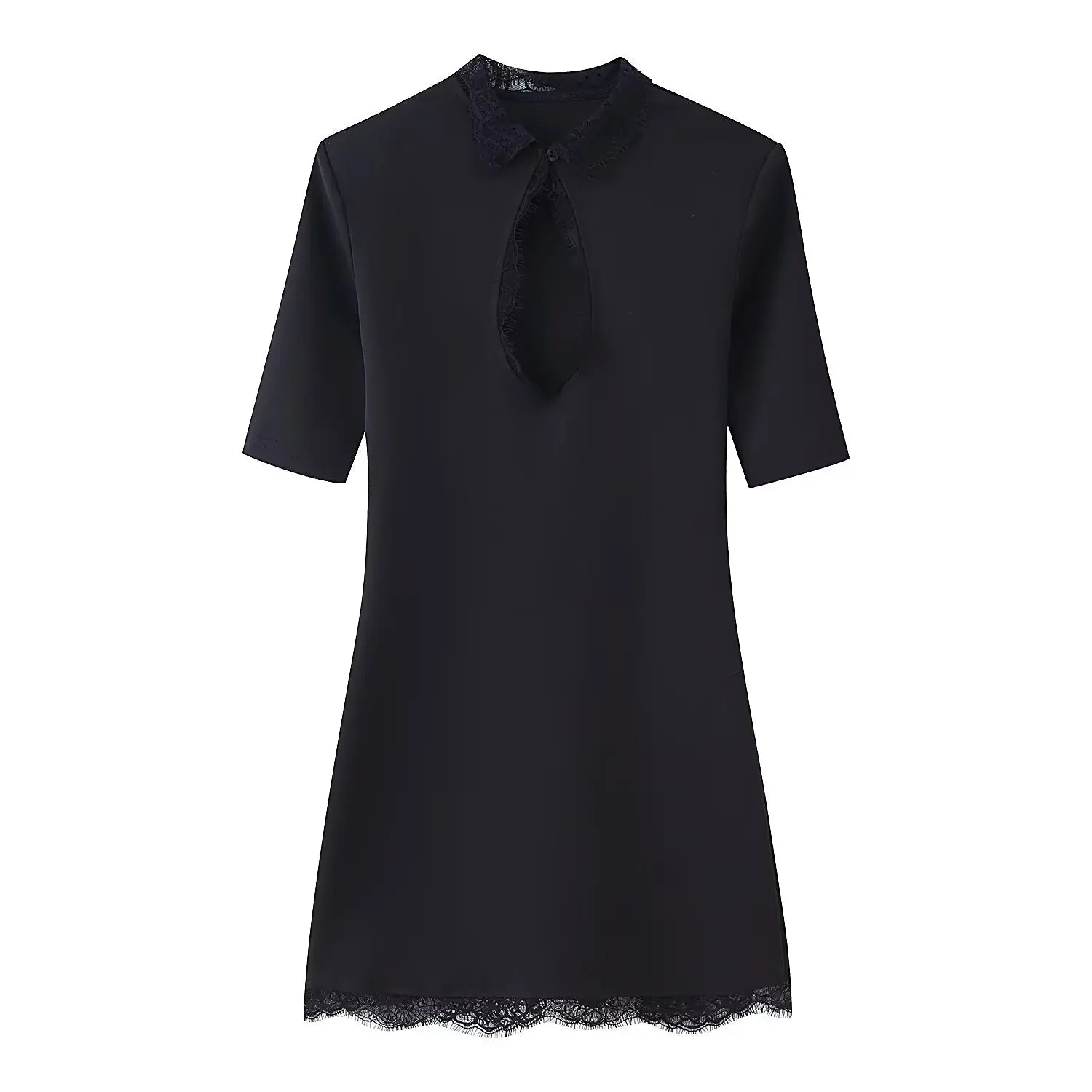 Lace Keyhole Collar Mini Dress
