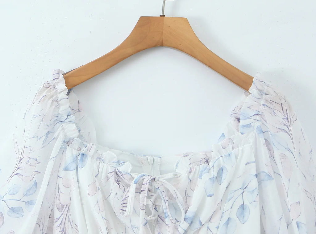 Lace Up Tiered Ruffle Mini Dress