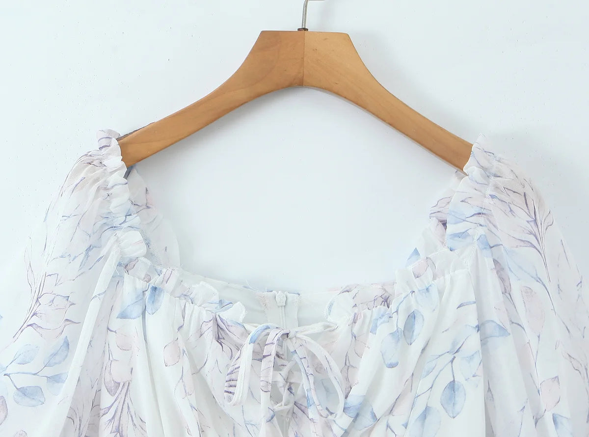 Lace Up Tiered Ruffle Mini Dress