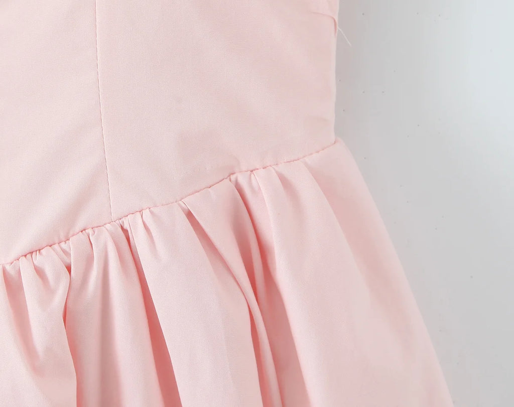 Bow Strap Button Front Mini Dress