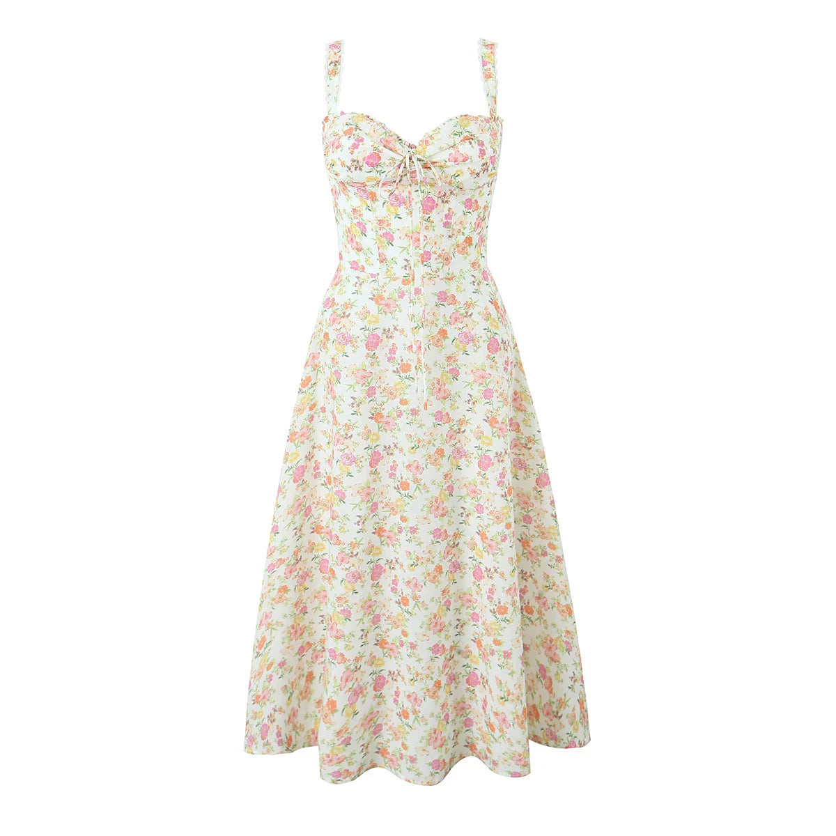 Tie Bust Sweetheart Midi Dress