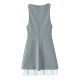 Sleeveless A Line Pleated Hem Mini Dress