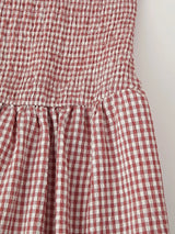 Smocked Crewneck Gingham Maxi Dress