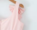 Bow Strap Button Front Mini Dress