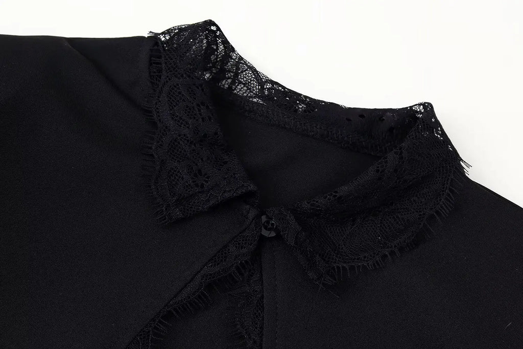 Lace Keyhole Collar Mini Dress