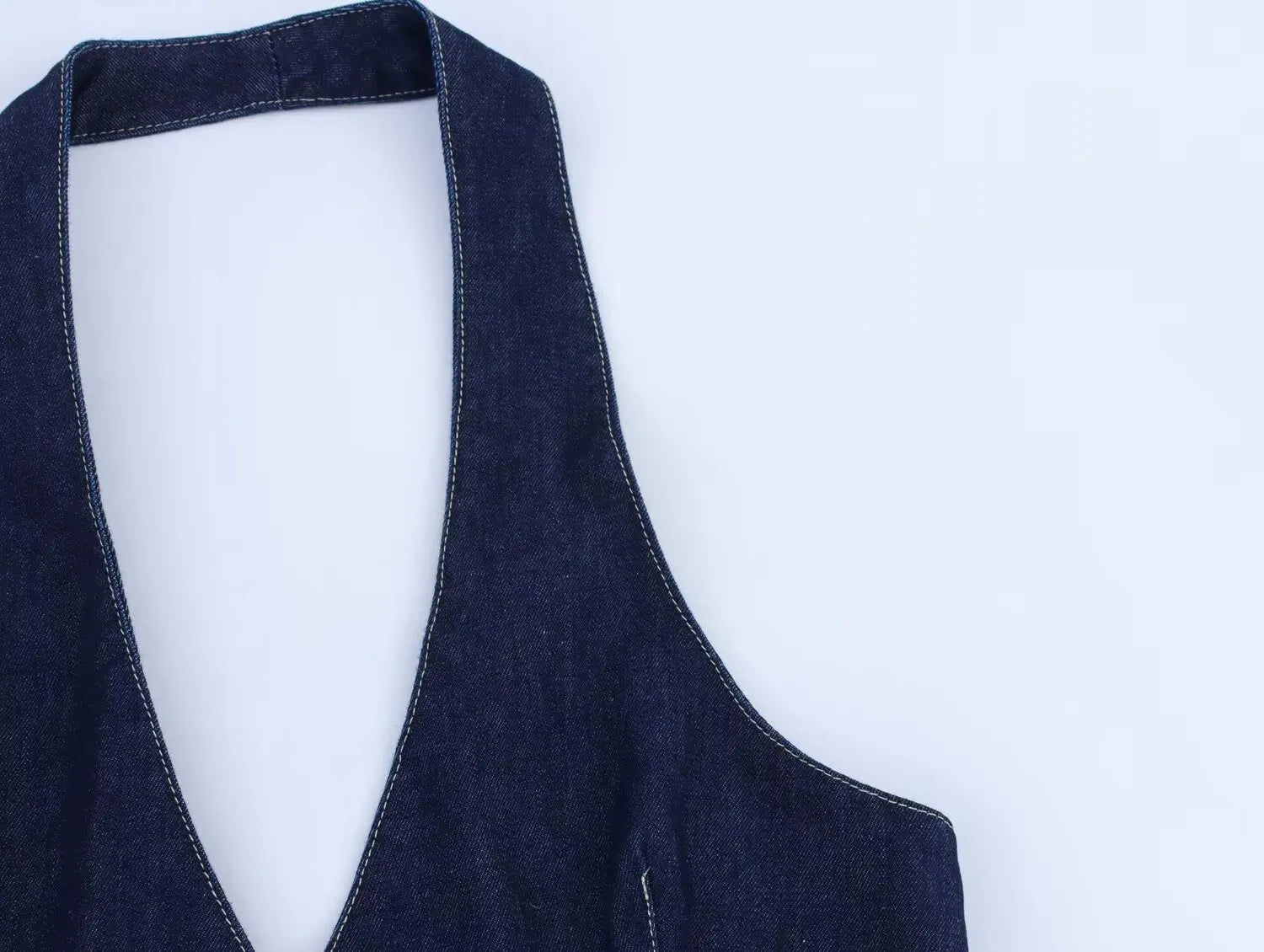 Deep V Halter Fit and Flare Mini Dress