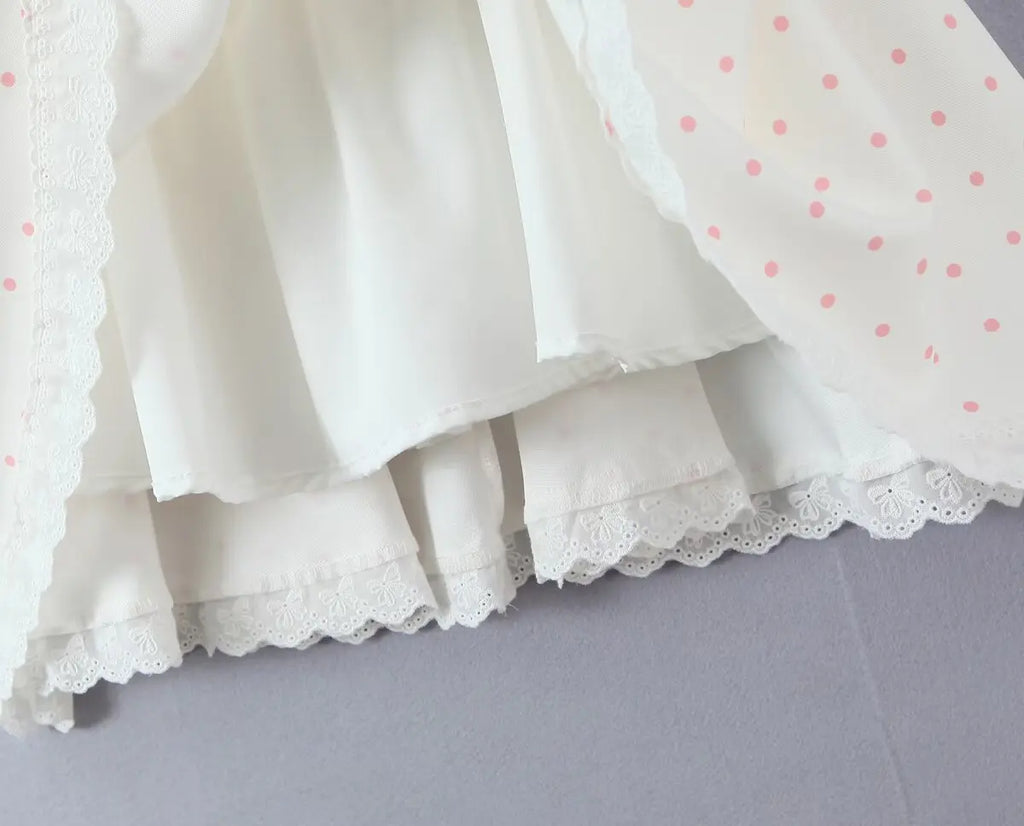 Lace Trim Corset Tie Strap Mini Dress
