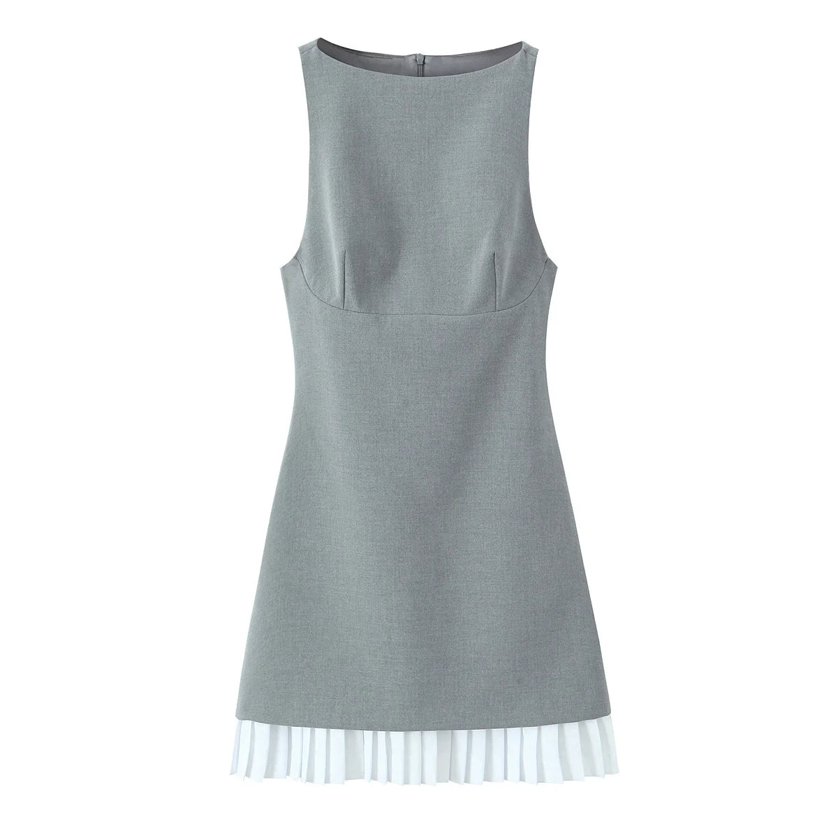 Sleeveless A Line Pleated Hem Mini Dress
