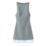 Sleeveless A Line Pleated Hem Mini Dress