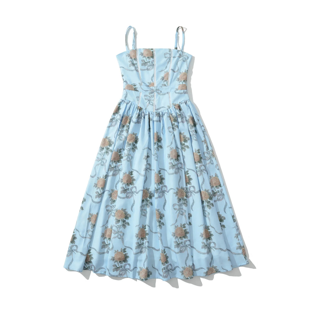 Ribbon Rose Corset Midi Dress