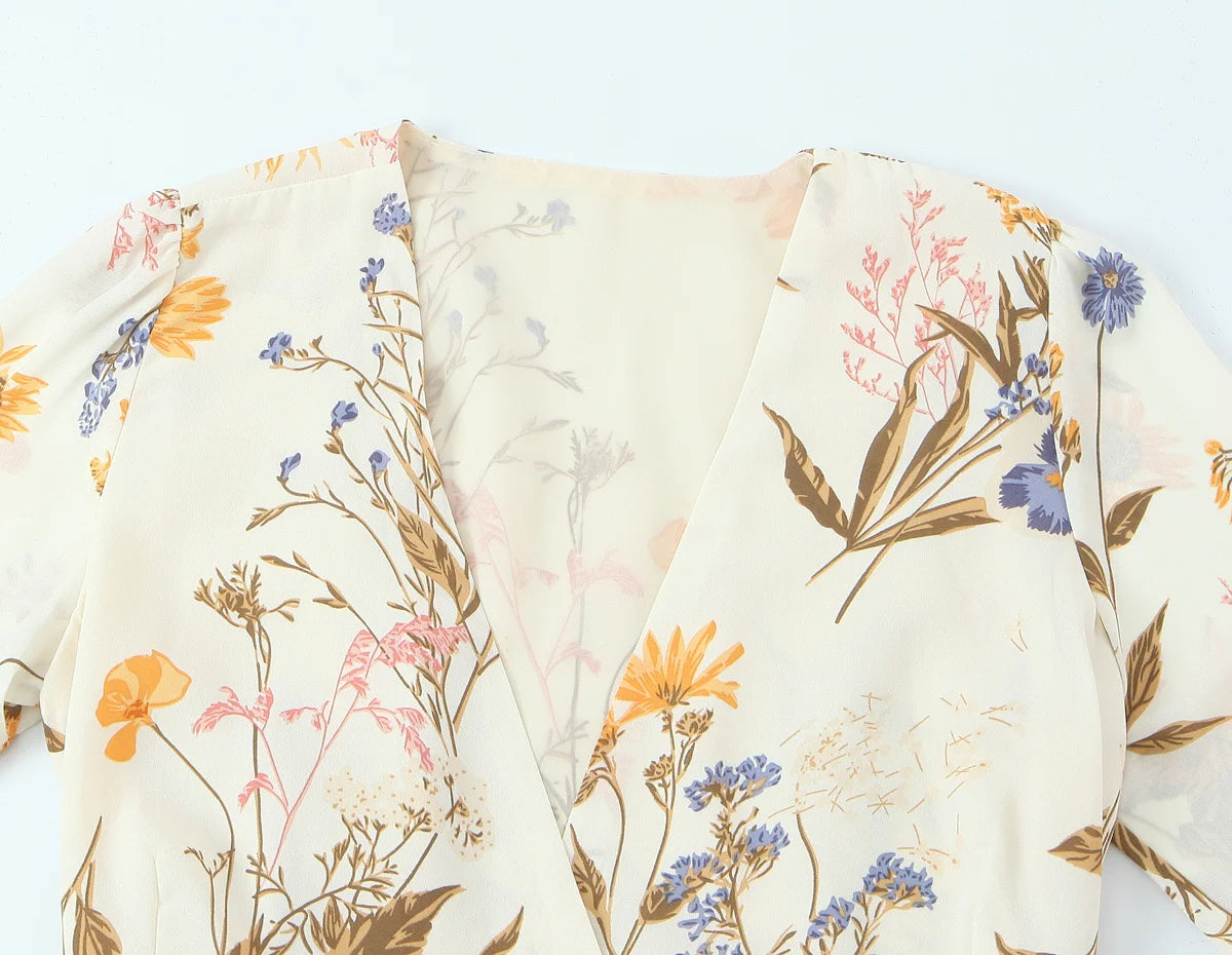 Botanical Wrap Kimono Mini Dress