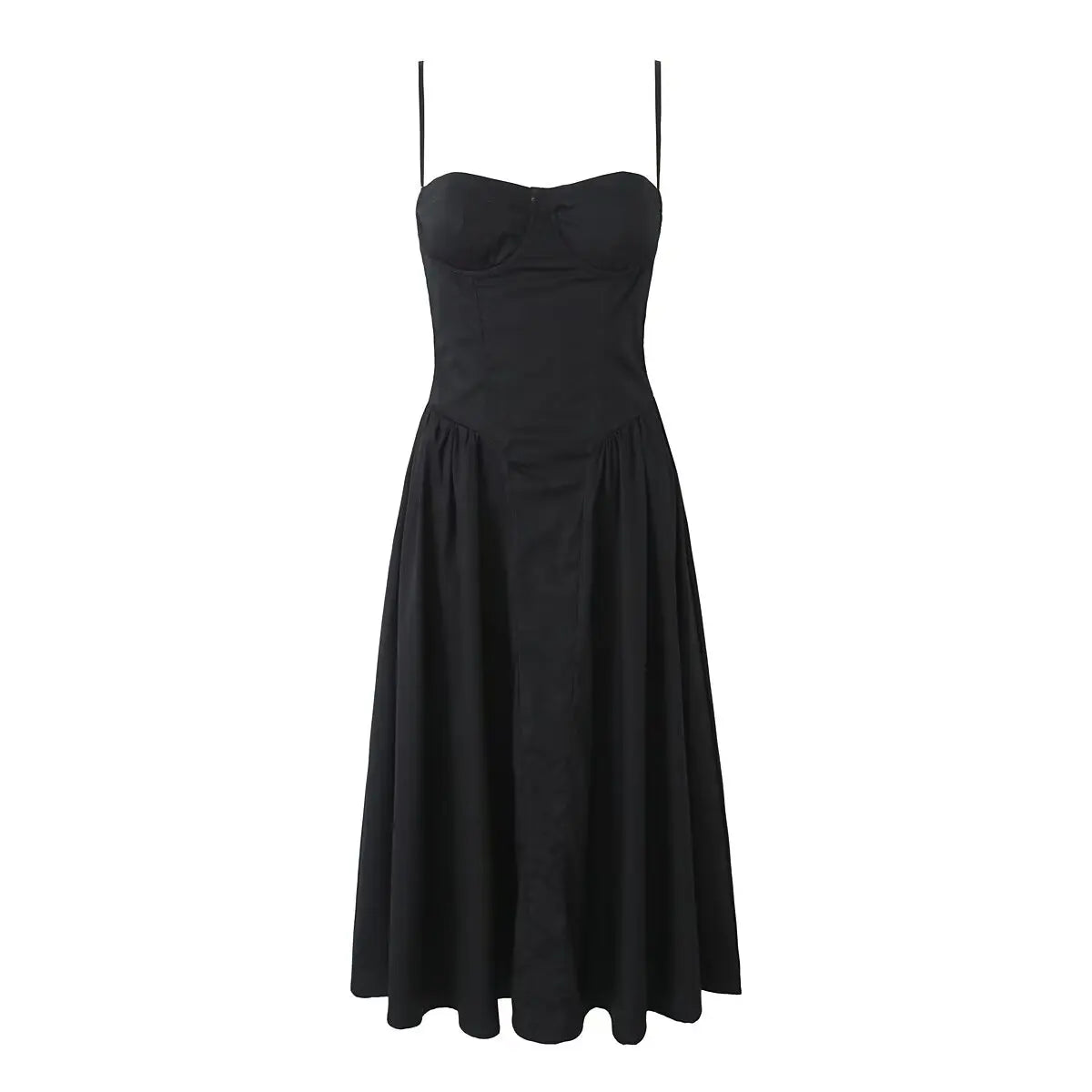 Strapless Corset Bodice Full Skirt Midi Dress