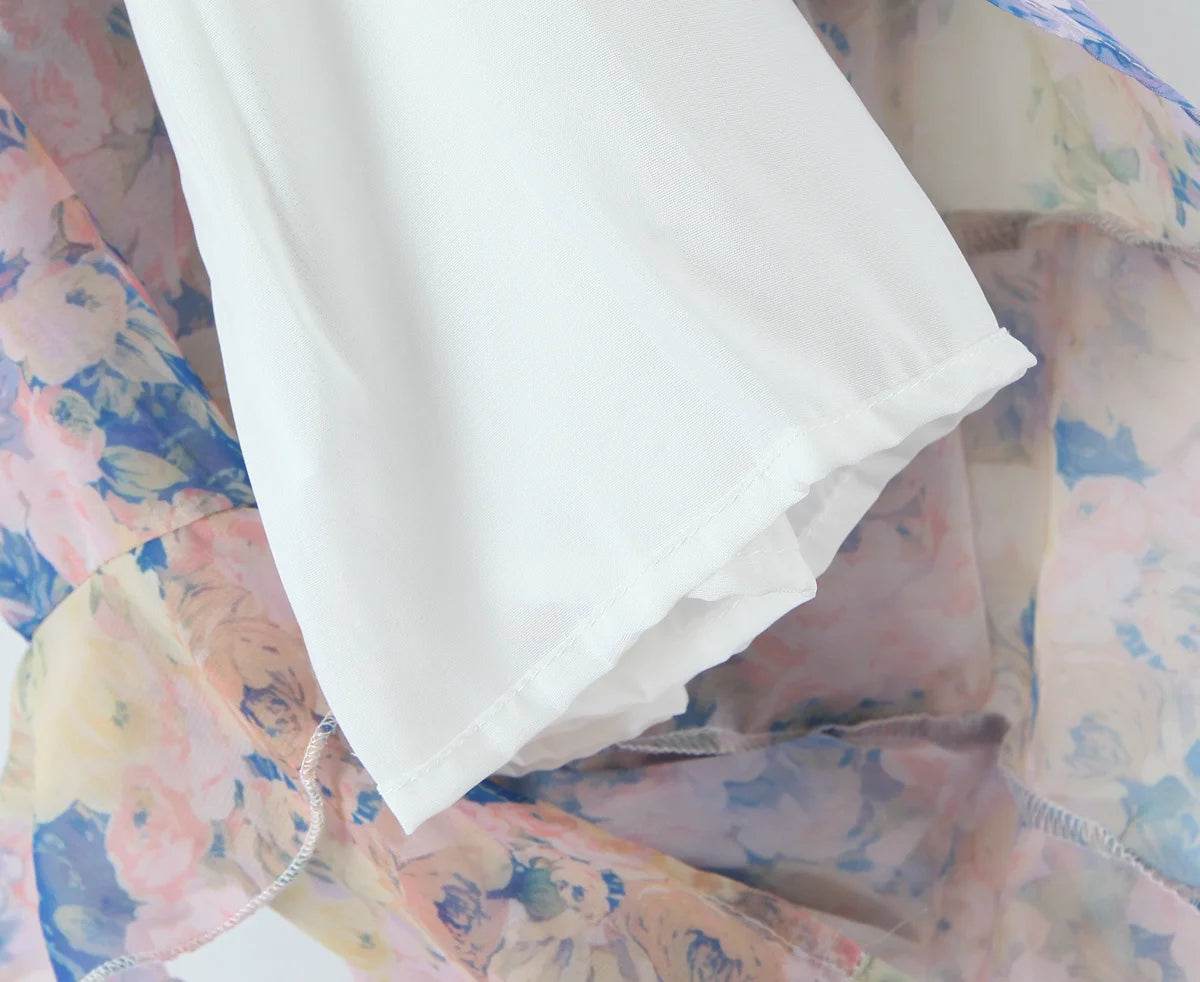 Crossback V Neck Ruffle Hem Maxi Dress